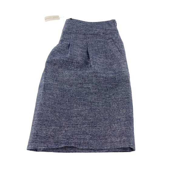 Ann Taylor Linen Blend Navy A-Line Skirt Size 10 Pleated Old Money Academia - Picture 10 of 13